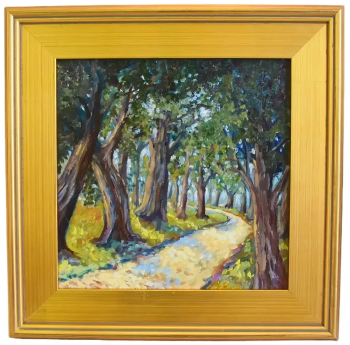 Forest Landscape with Path Oil Painting - Green