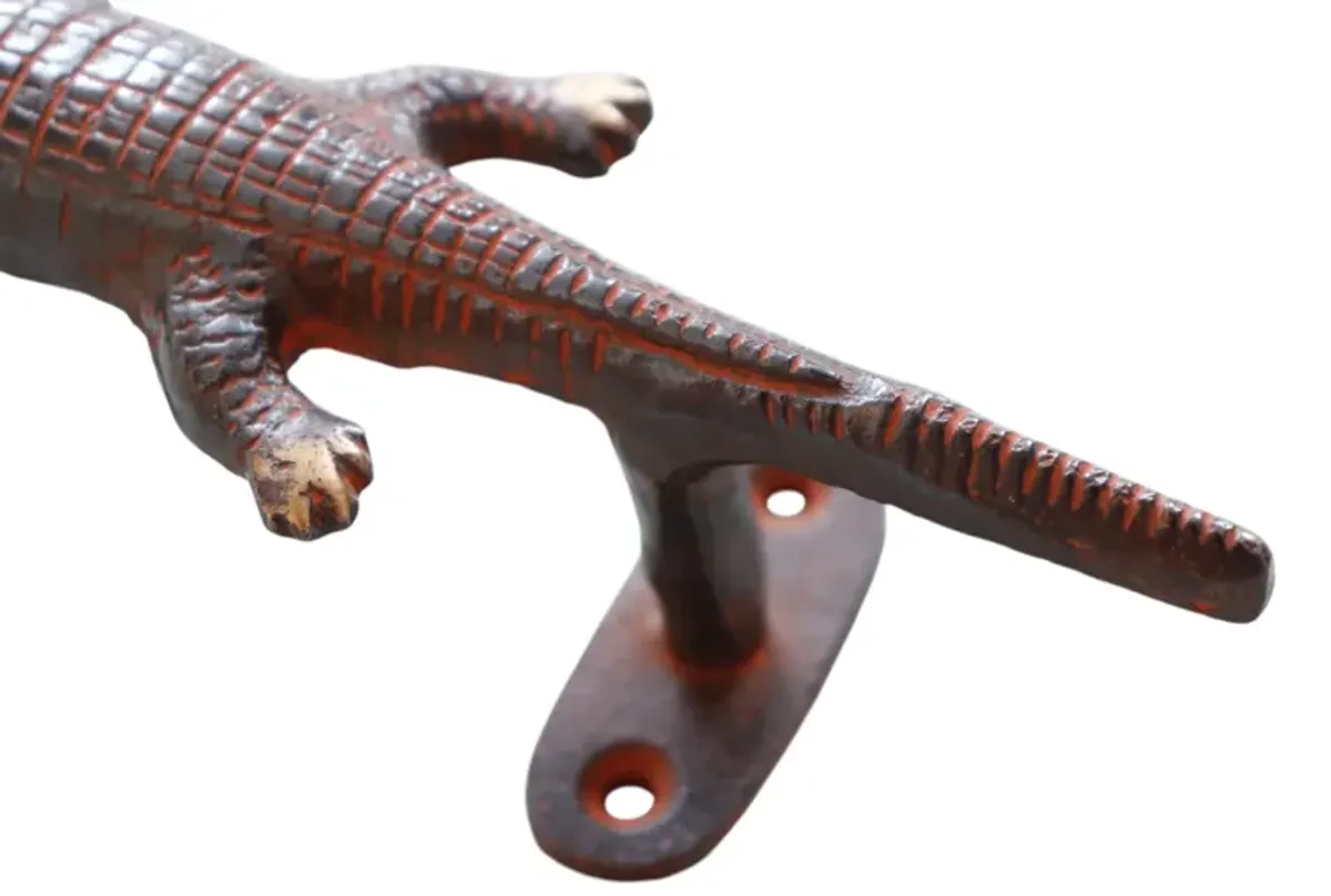 Red Brass Alligator Door Handles - a Pair