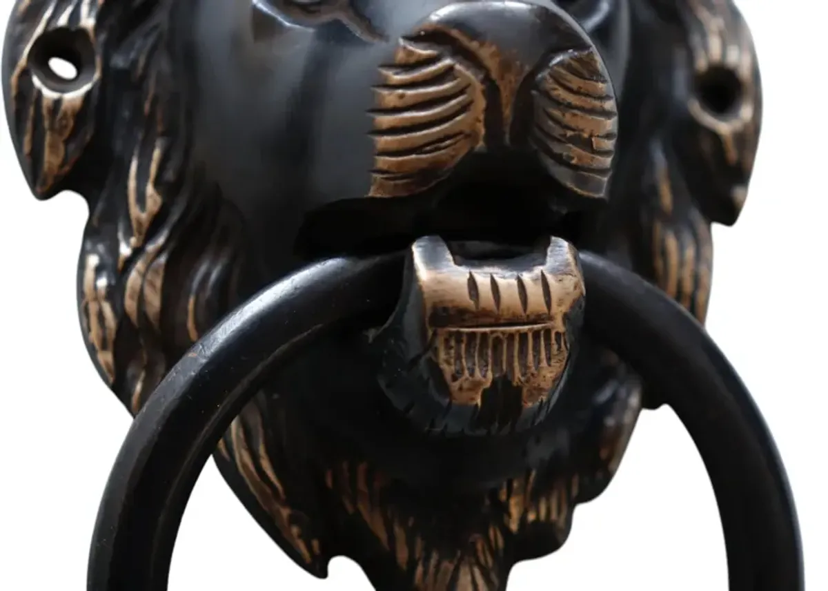 Dark Brass Lion's Head Door Knocker