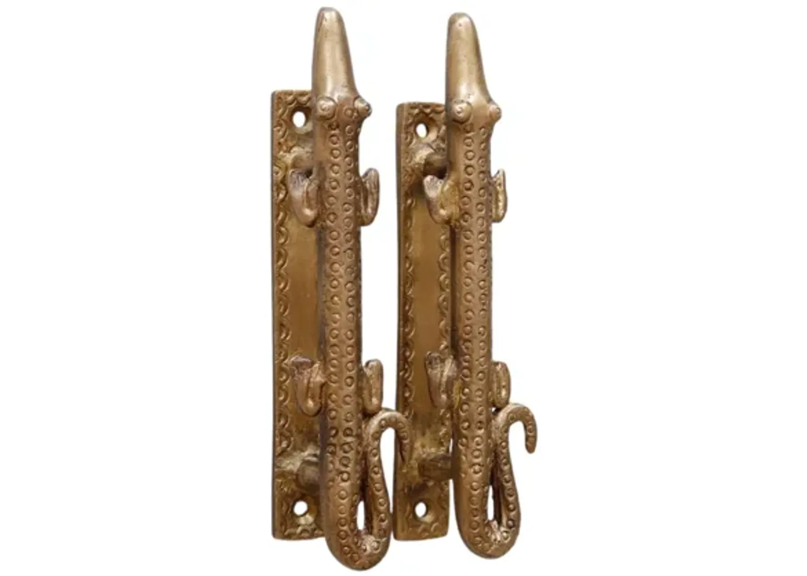 Brass Alligator Door Handles - a Pair