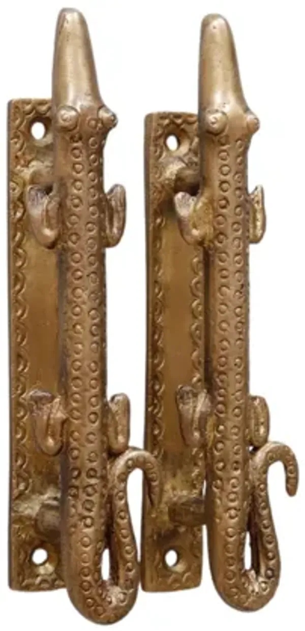 Brass Alligator Door Handles - a Pair - Interesting Things