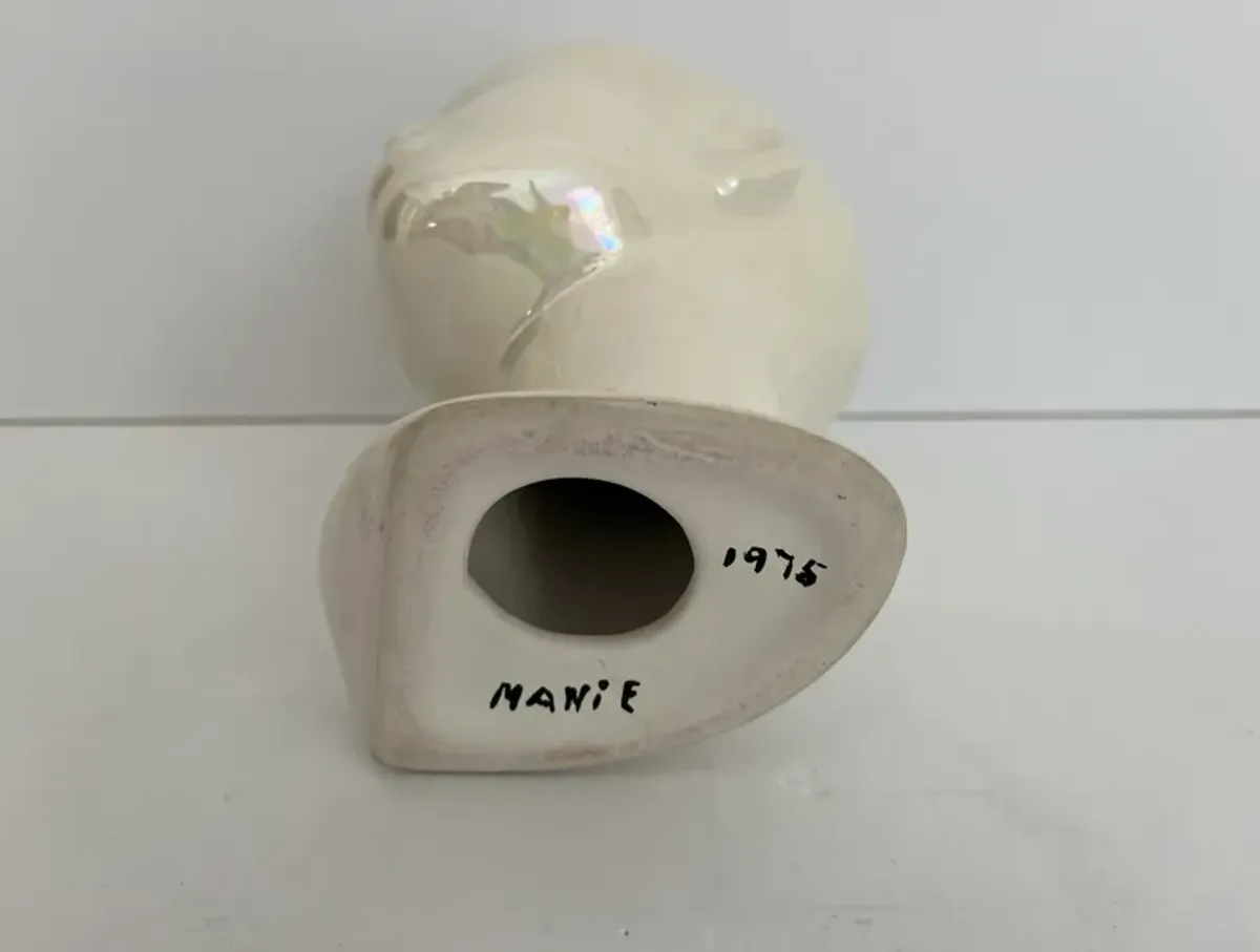 1970s Ceramic Boy Bust - White