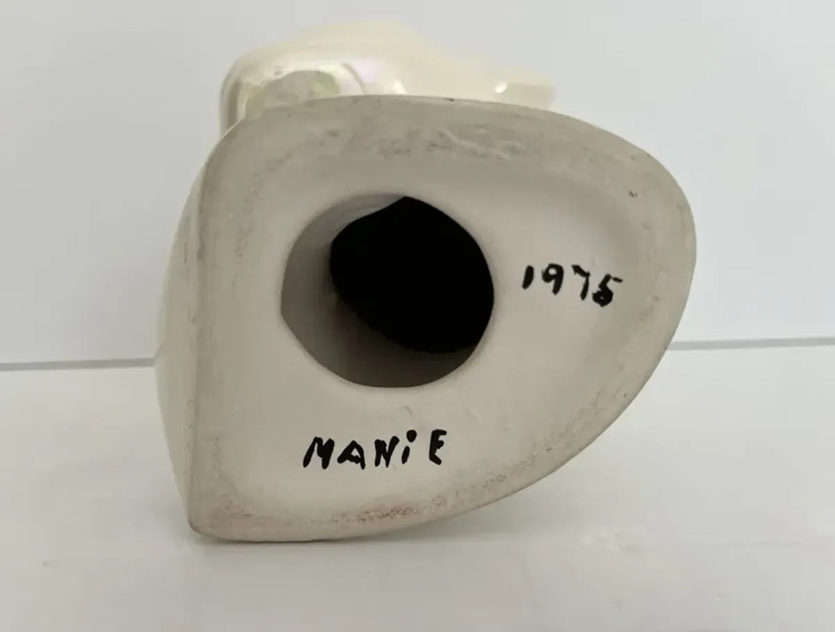 1970s Ceramic Boy Bust - White