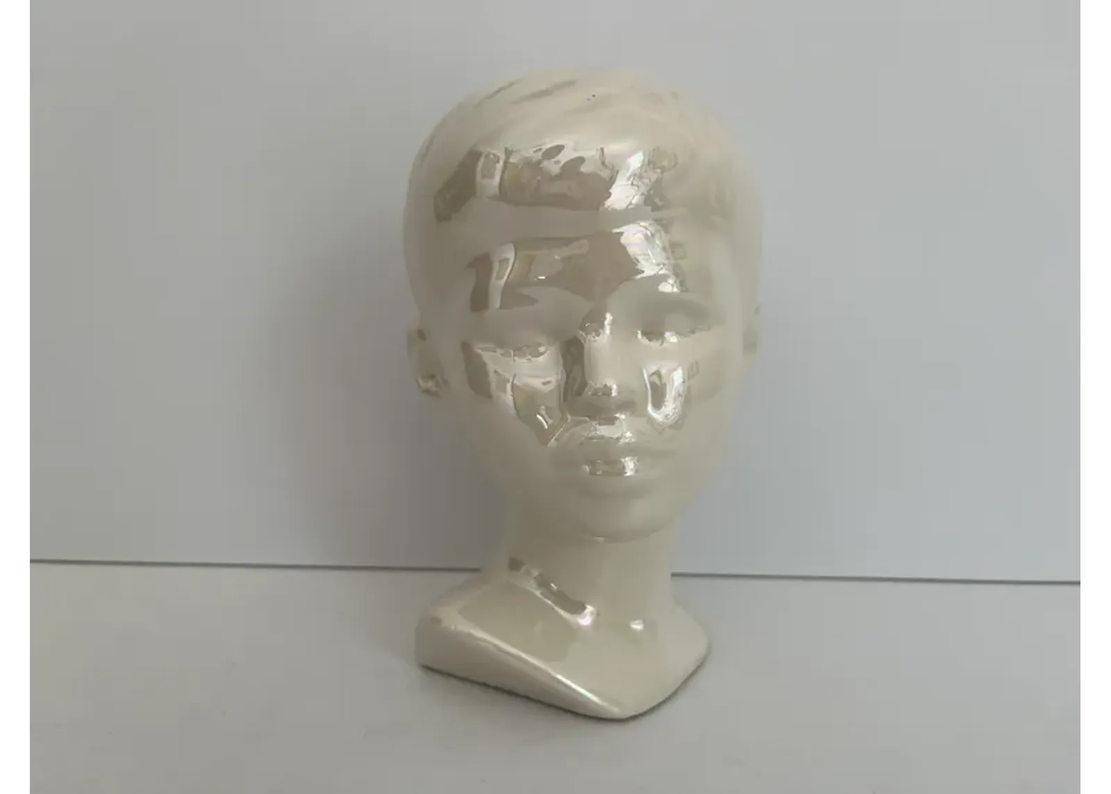 1970s Ceramic Boy Bust - White