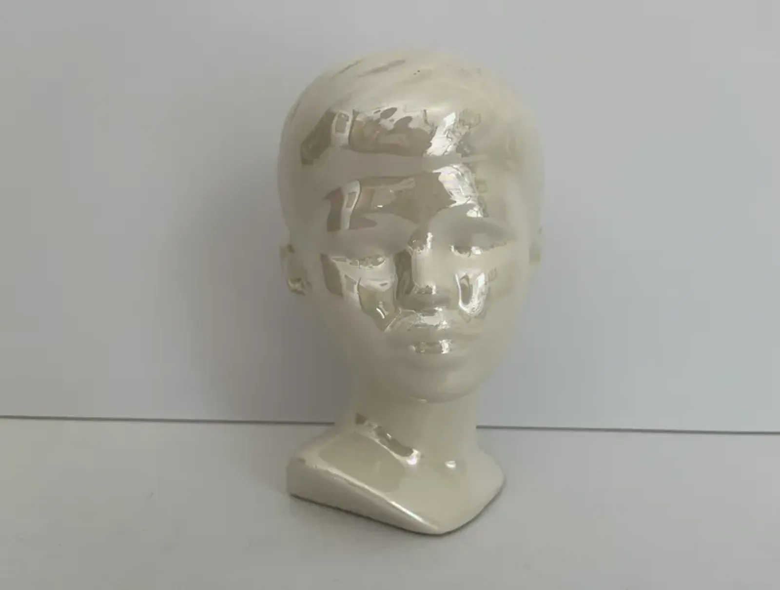 1970s Ceramic Boy Bust - White