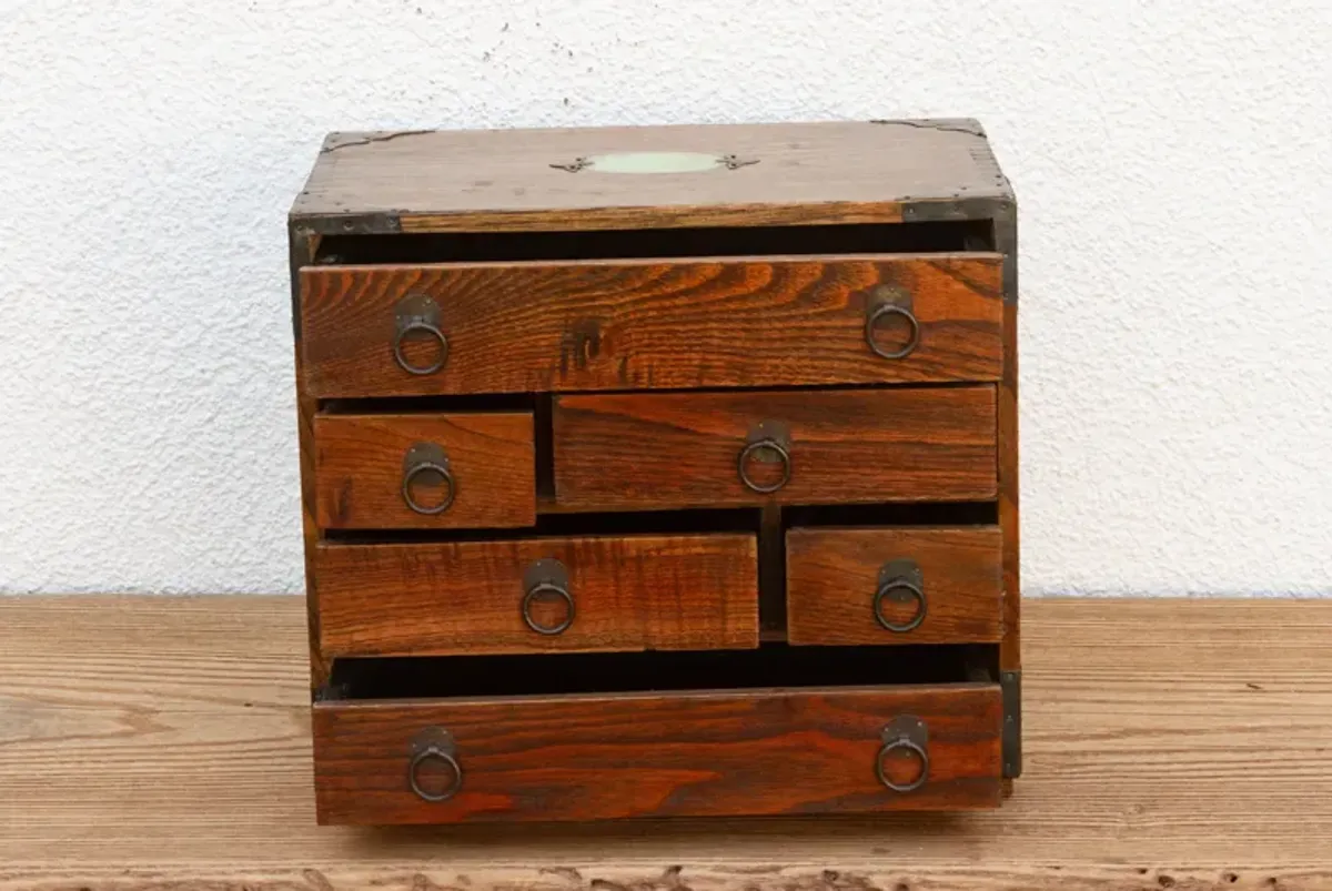 Small Vintage Multi-Drawer Elm Chest