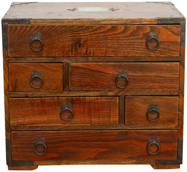 Small Vintage Multi-Drawer Elm Chest - de-cor