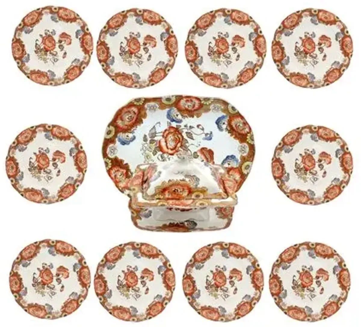 English Fall Color Luncheon Set - 13 Pcs.