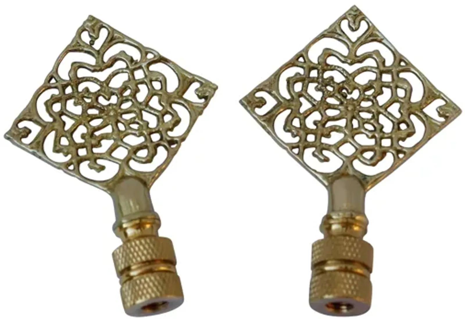 Brass Filigree Lamp Finials - a Pair - Fits a standard size lamp harp