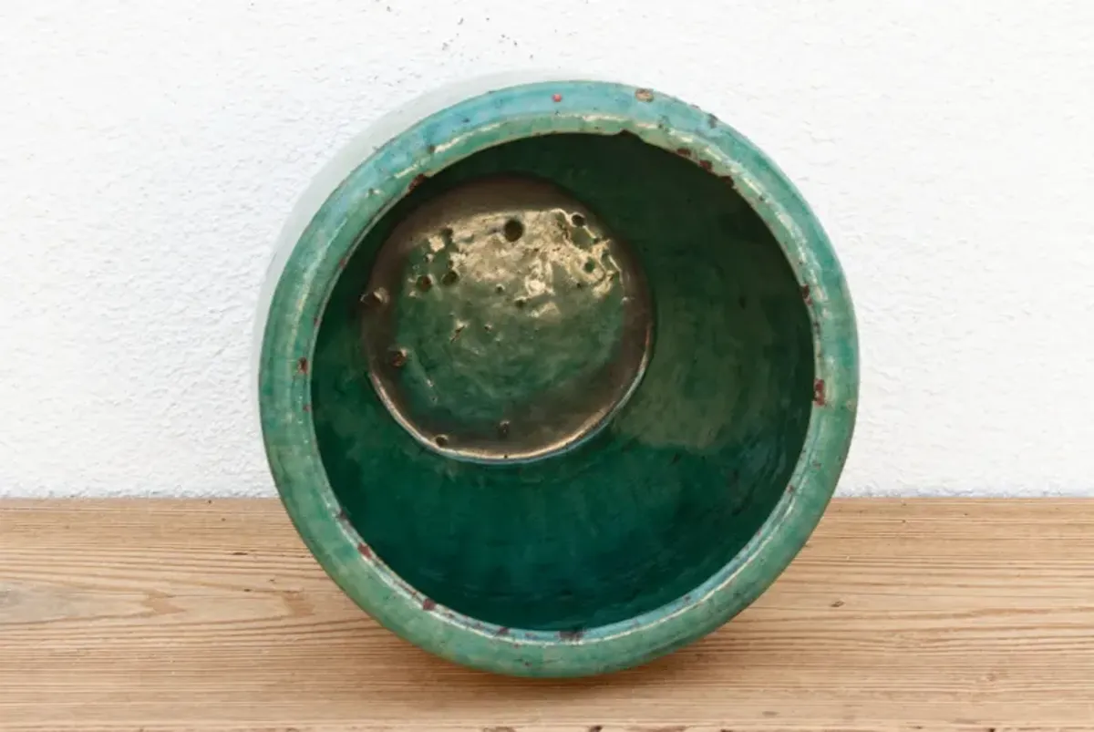 Vintage Emerald Green Glazed Pot