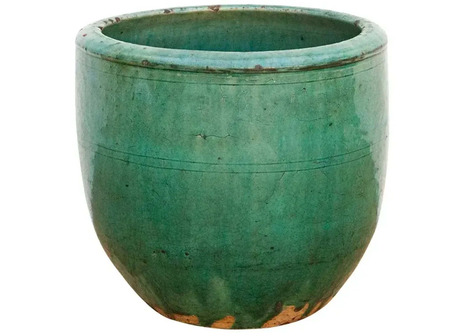 Vintage Emerald Green Glazed Pot