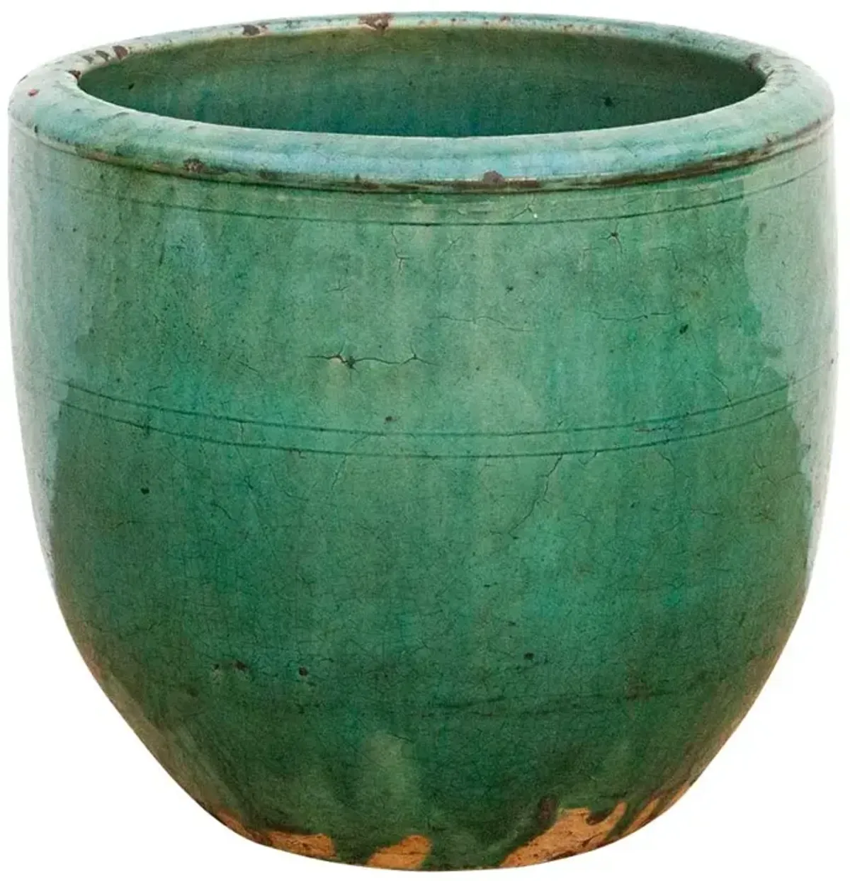 Vintage Emerald Green Glazed Pot