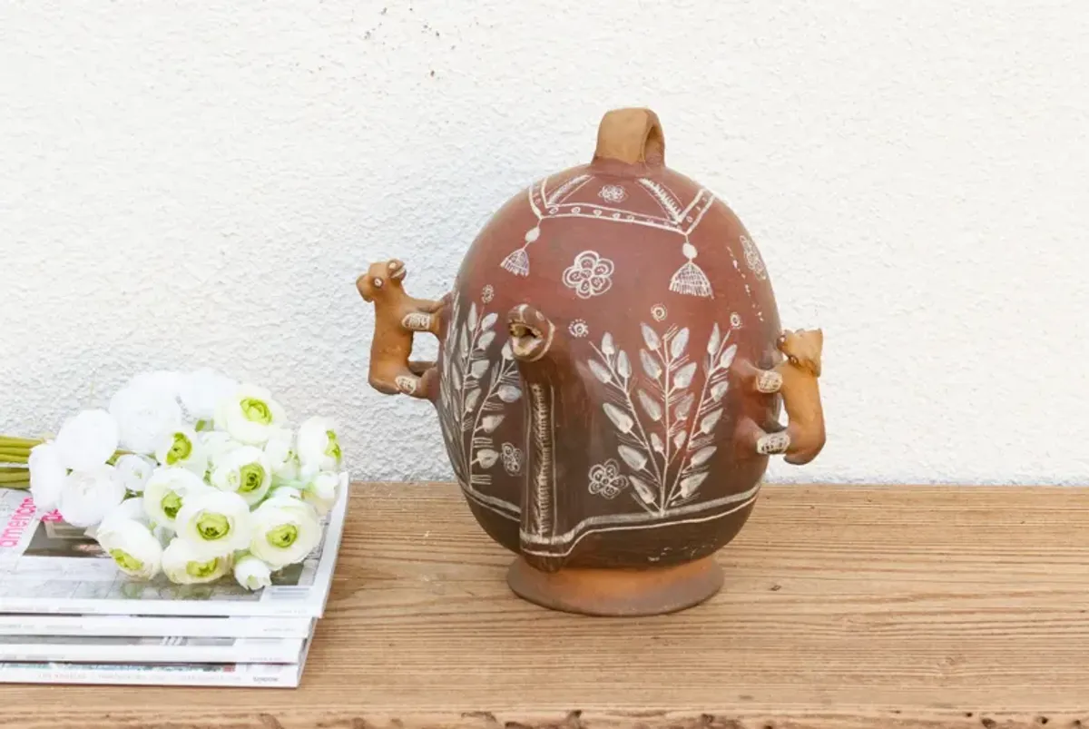 Vintage Terracotta Peruvian Clay Pitcher