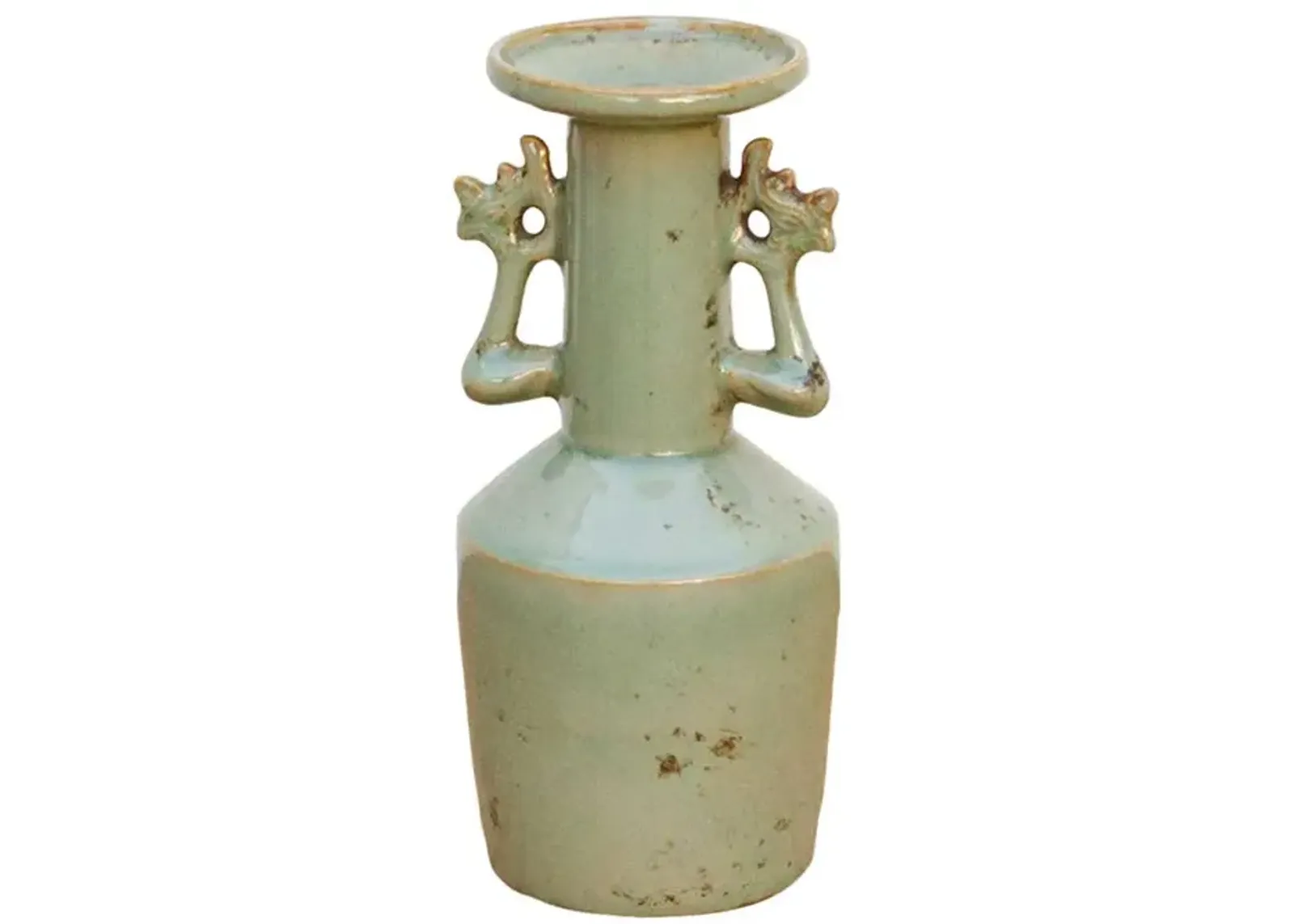 Celadon Twin Dragon Slim Vase