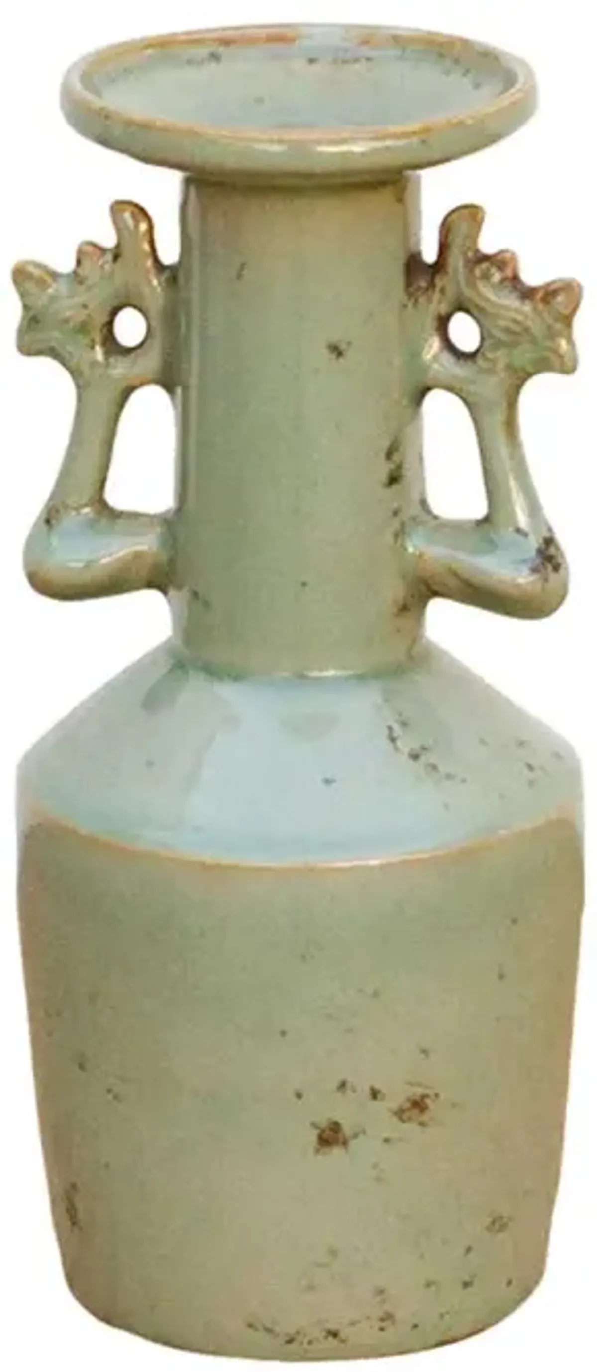 Celadon Twin Dragon Slim Vase