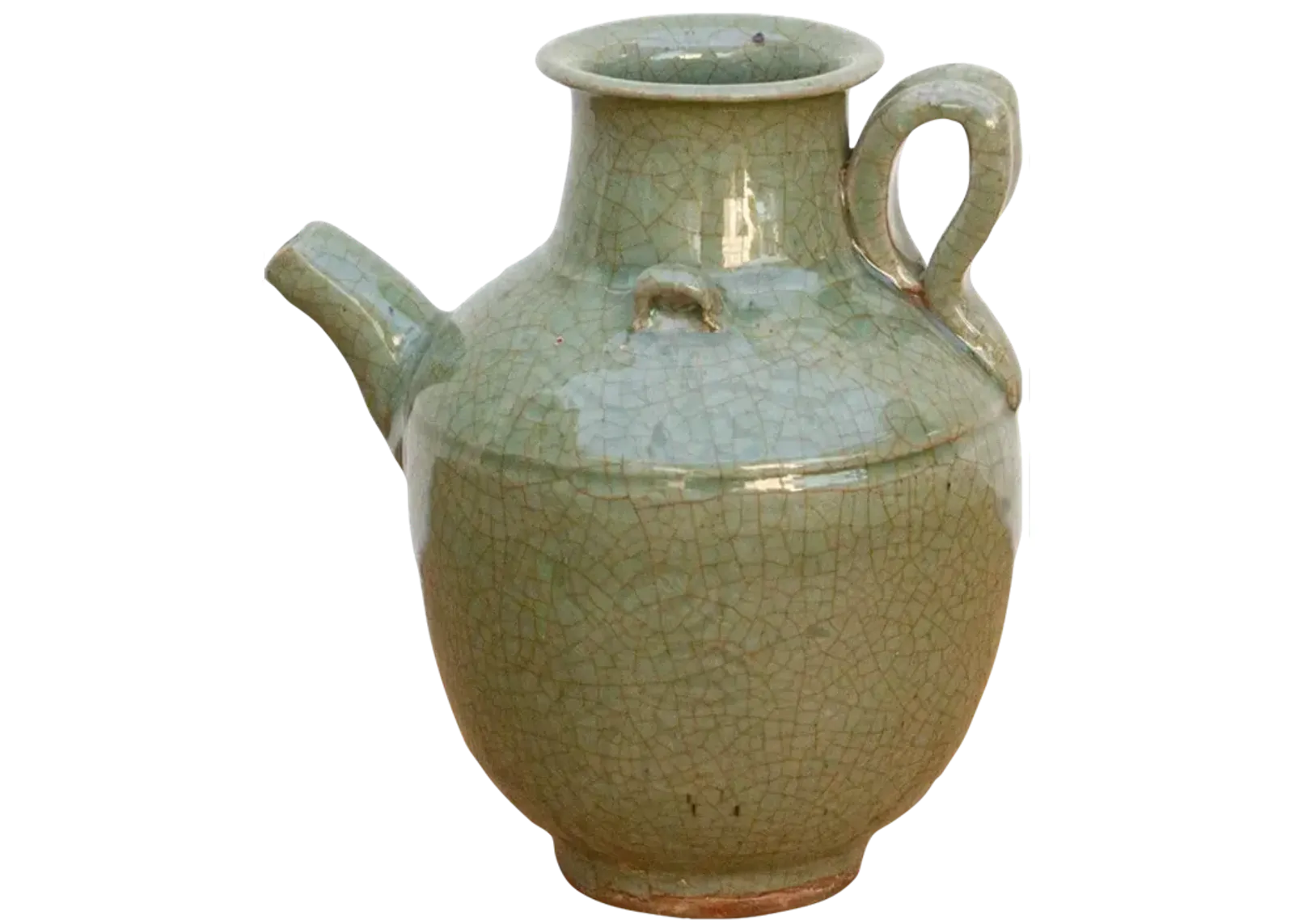 Vintage Crackle Green Pottery Jug