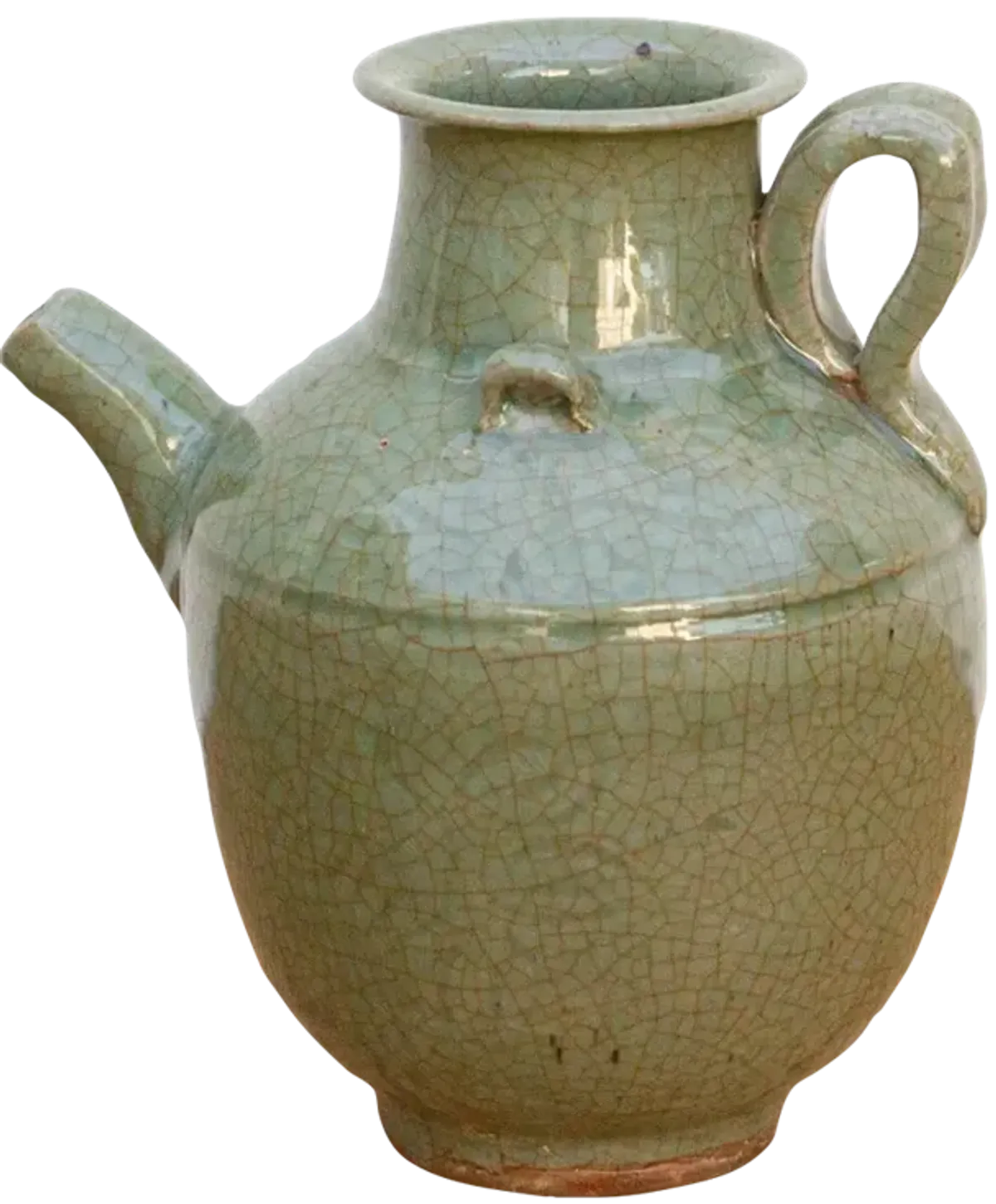 Vintage Crackle Green Pottery Jug