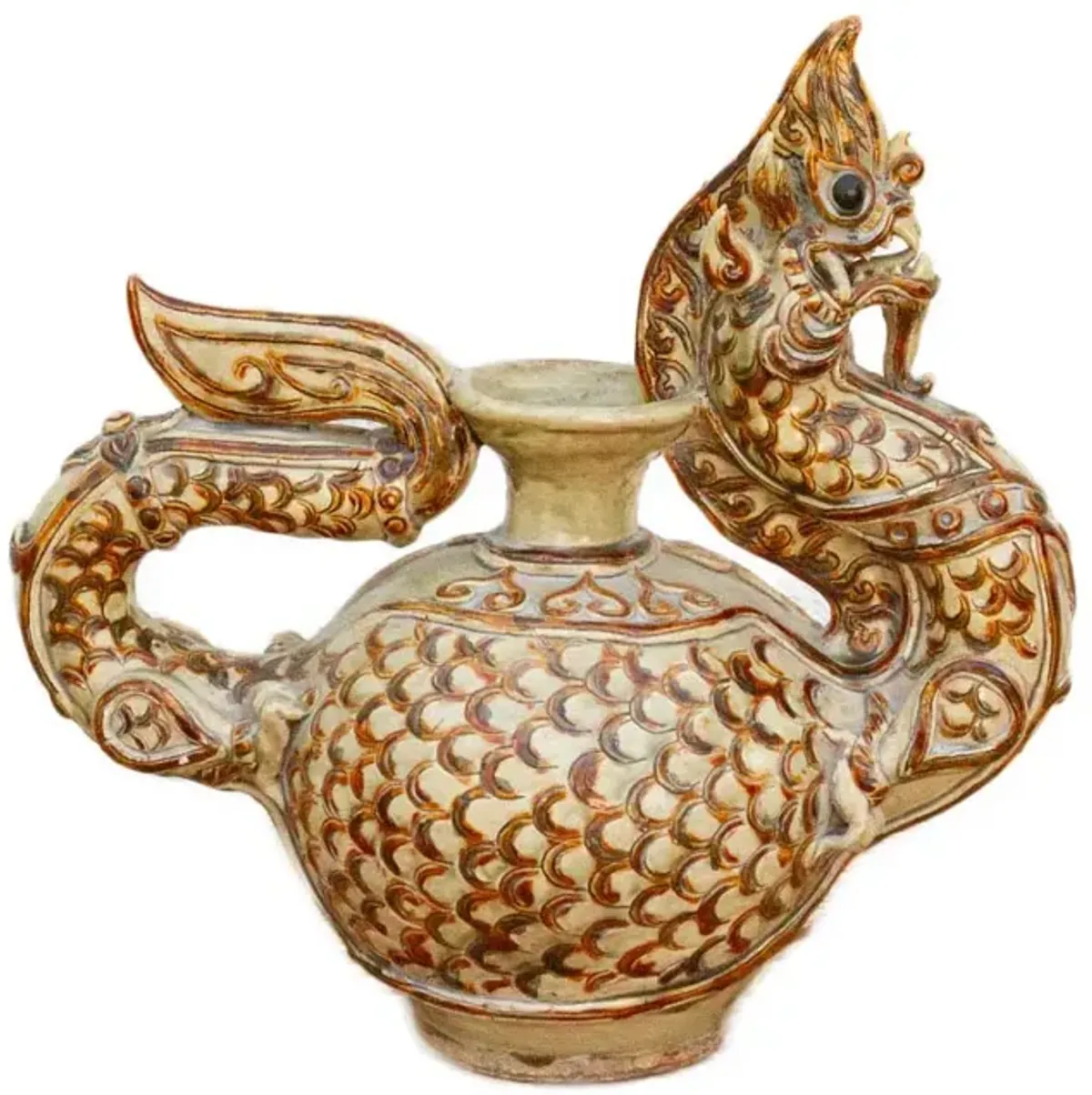 Antique Thai Dragon Motif Pot - de-cor