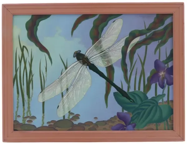 1934 Signed Oil on Canvas "Dragon Fly" - Interesting Things