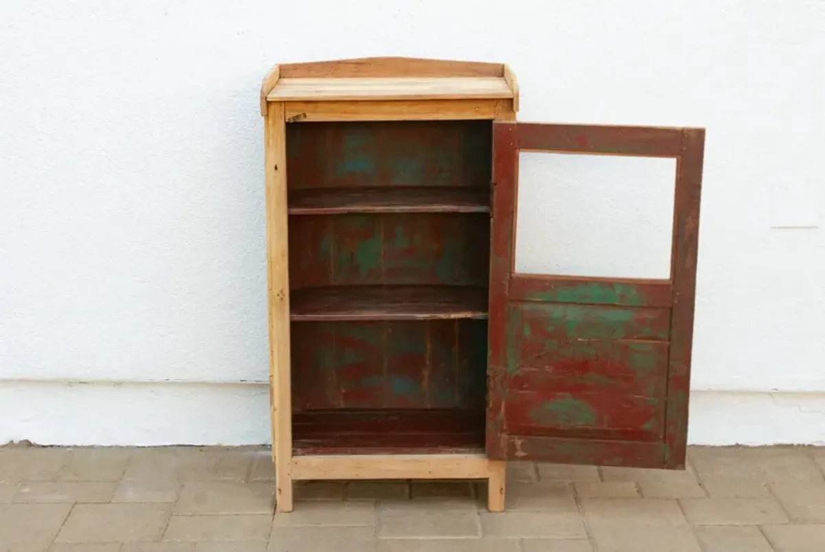 Antique Bleached Wood Colonial Cabinet