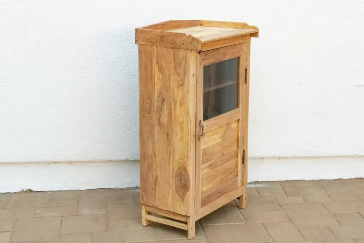 Antique Bleached Wood Colonial Cabinet