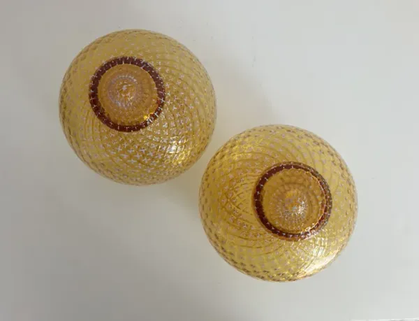 Lightolier Glass Flush Lights - Set of 2 - C the Light Interiors - Brown