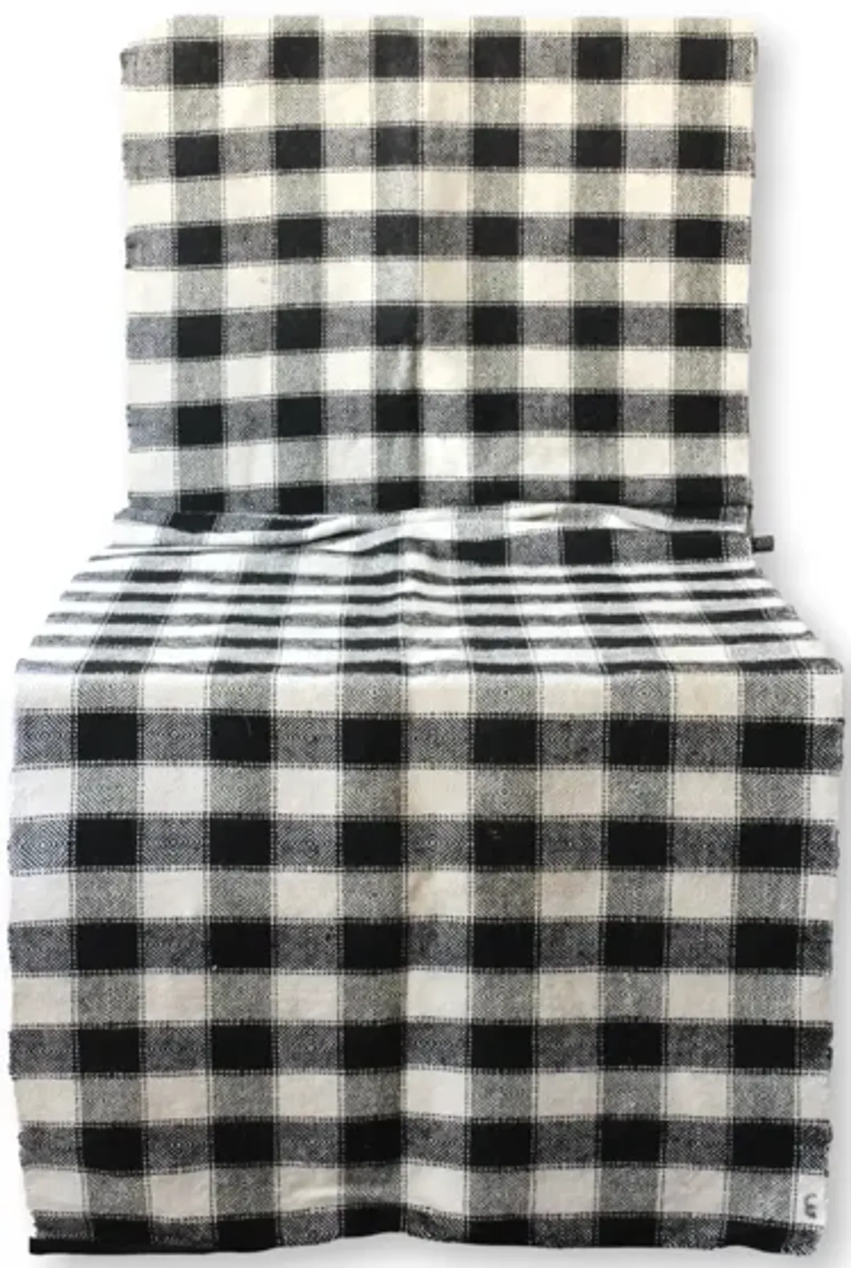 French Checkered Hemp Mohair Runner - Rose Victoria - White