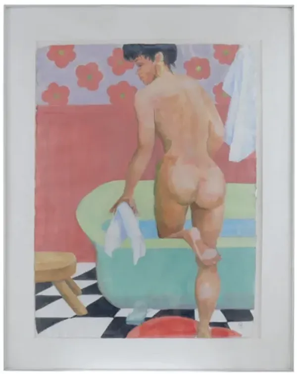 Original Signed Watercolor Female Nude - Interesting Things