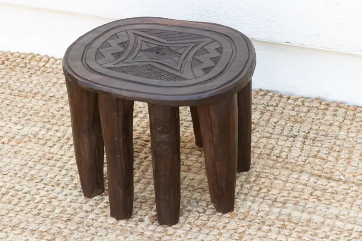 Primitive African Oval Nupe Stool - Brown