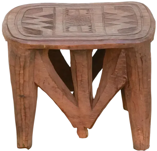 Tribal Geometric African Stool - de-cor - Brown