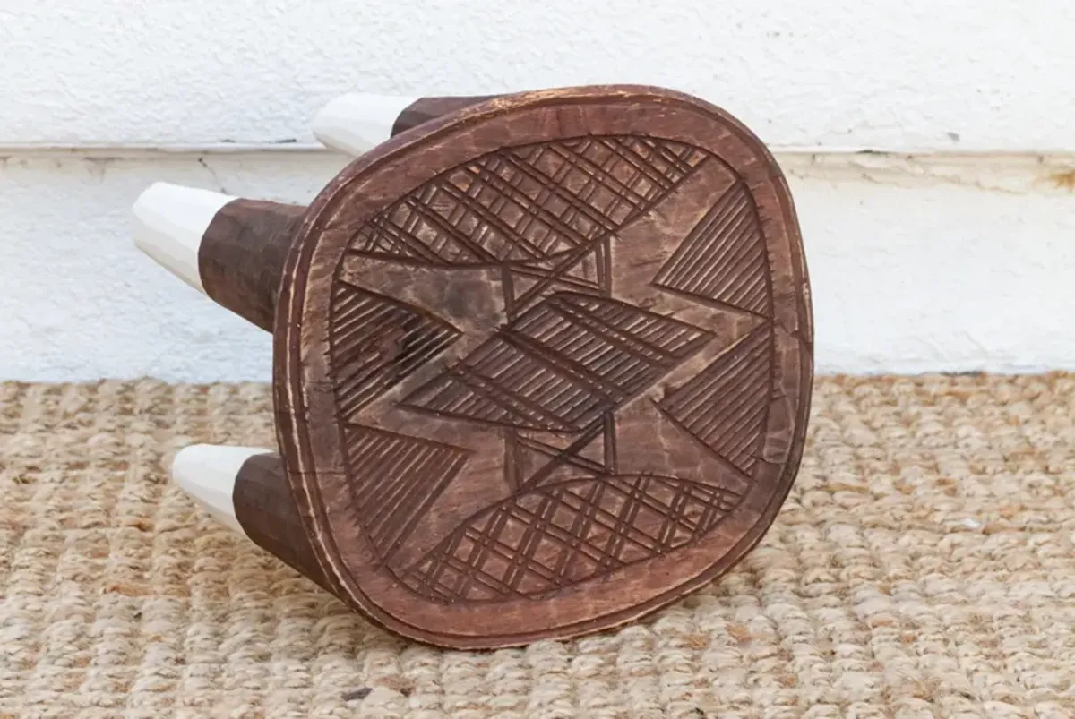 Black & White Carved Nupe Stool