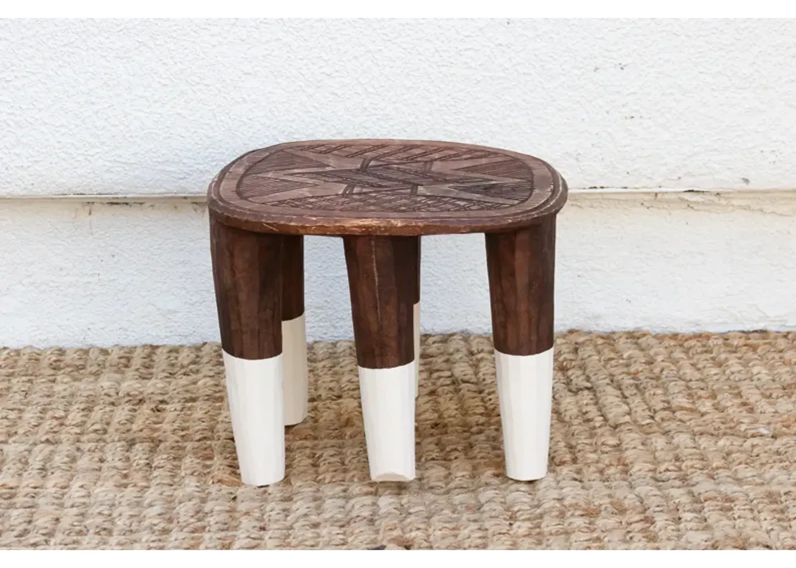 Black & White Carved Nupe Stool