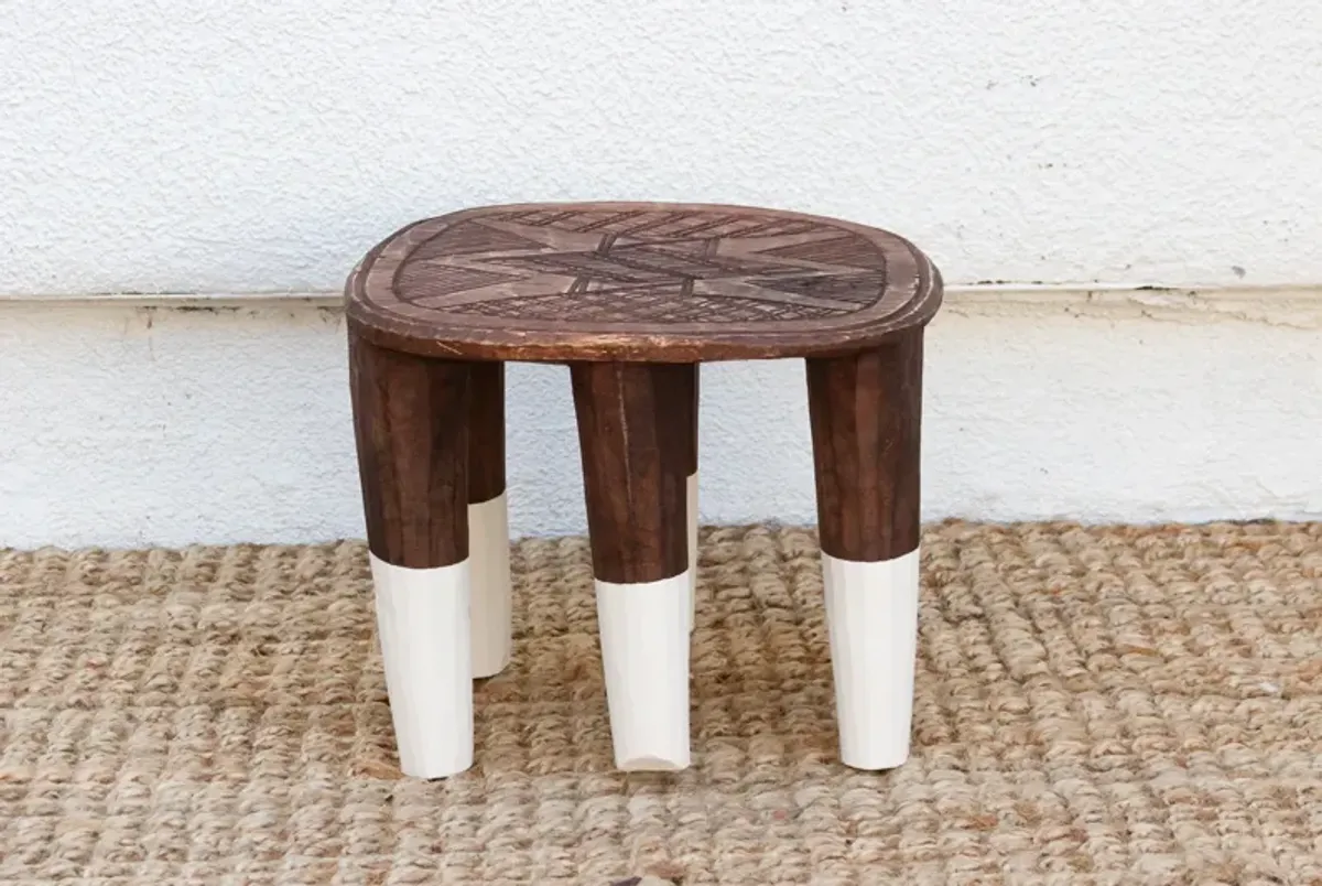 Black & White Carved Nupe Stool