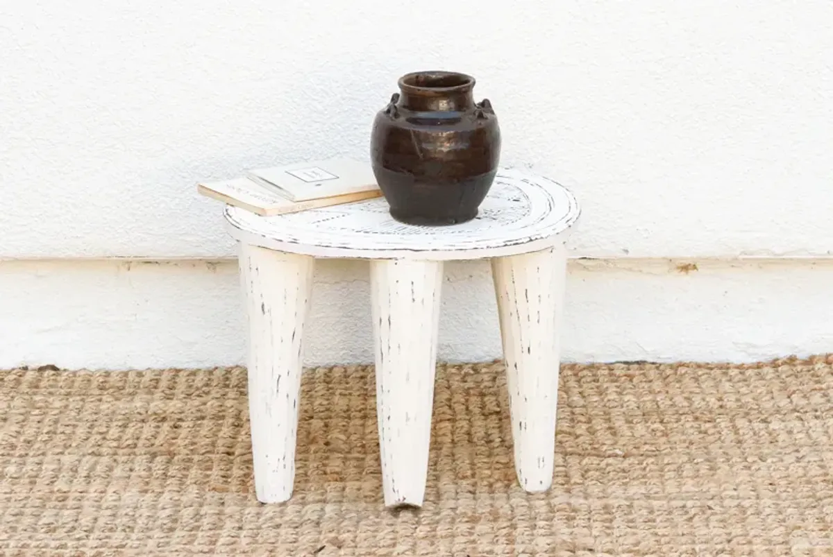 Charming Whitewash African Stool