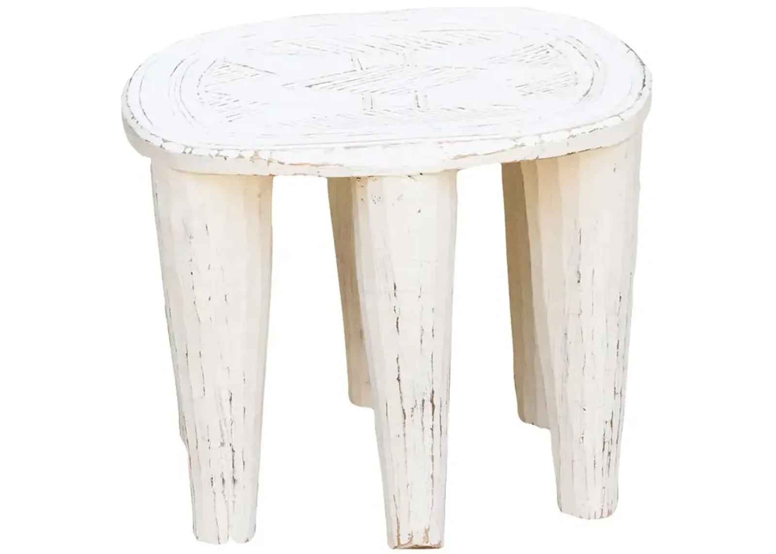 Aged Pearl White Nupe Stool