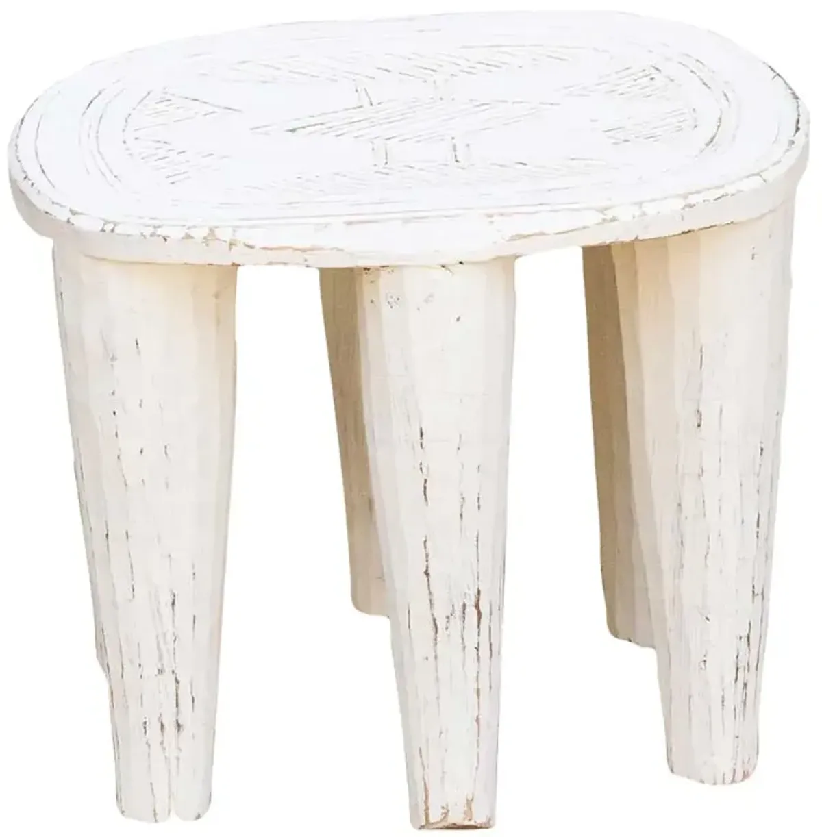 Aged Pearl White Nupe Stool