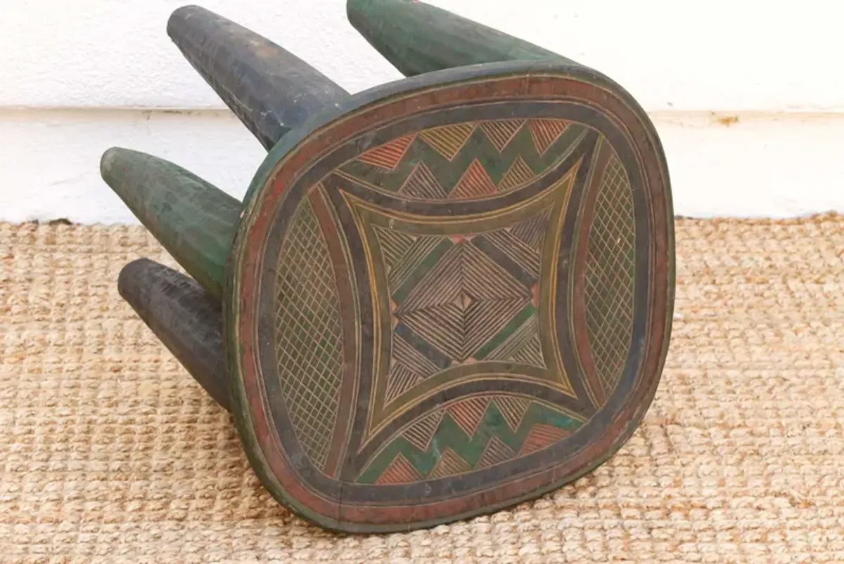 Forest Green African Nupe Side Table - de-cor
