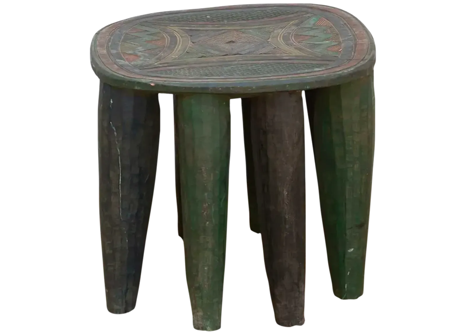 Forest Green African Nupe Side Table