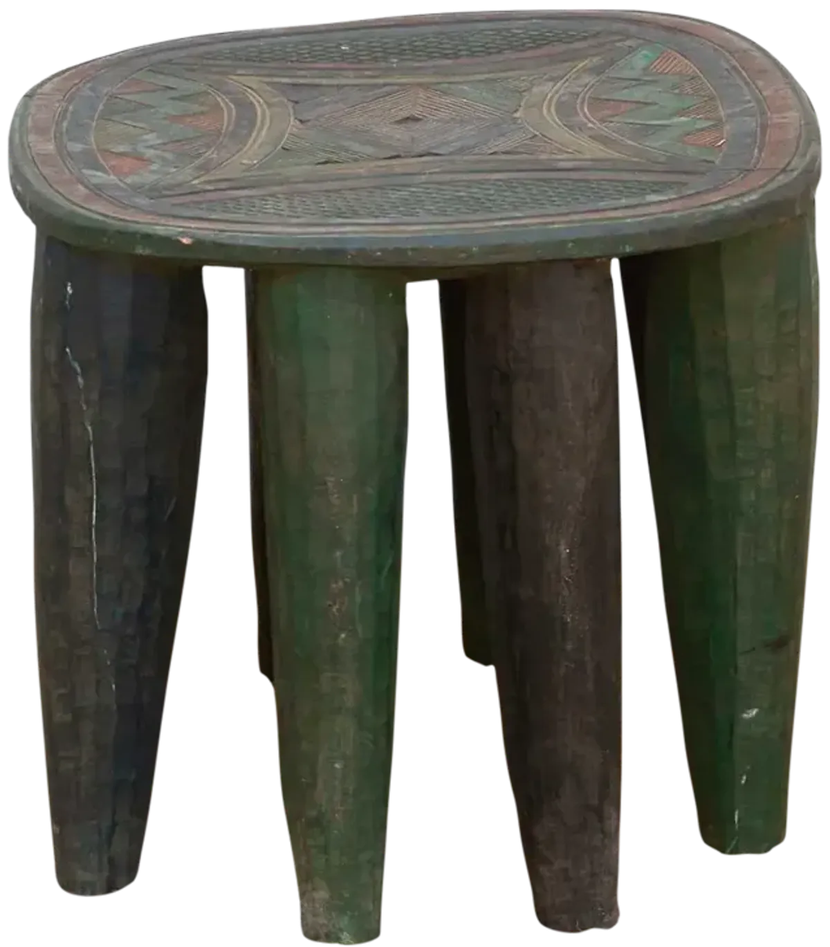 Forest Green African Nupe Side Table