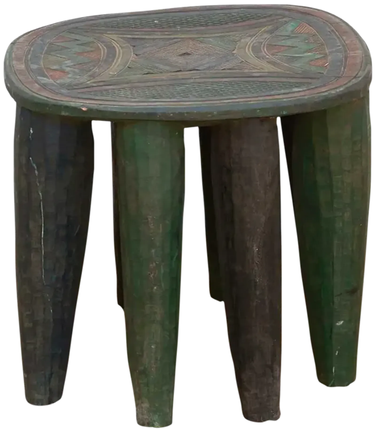 Forest Green African Nupe Side Table