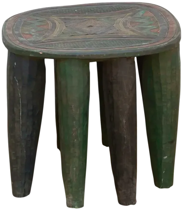 Forest Green African Nupe Side Table - de-cor