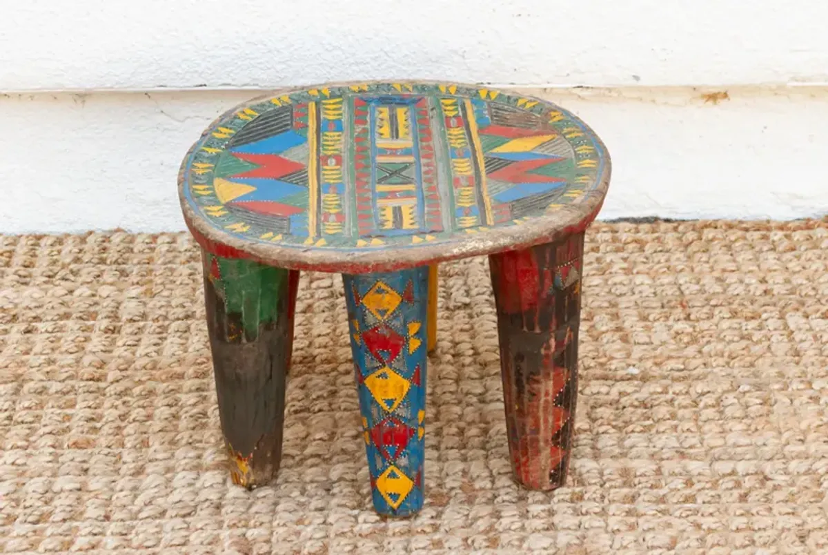 Antique Tribal Motif Nupe Stool