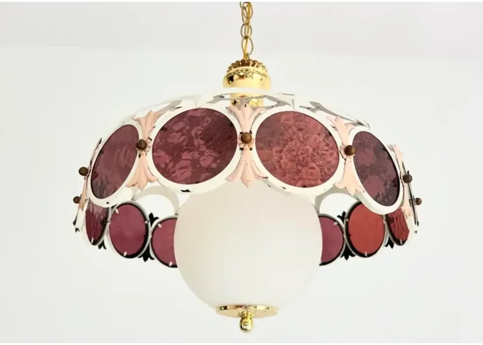 Italian Tole & Stained Glass Light