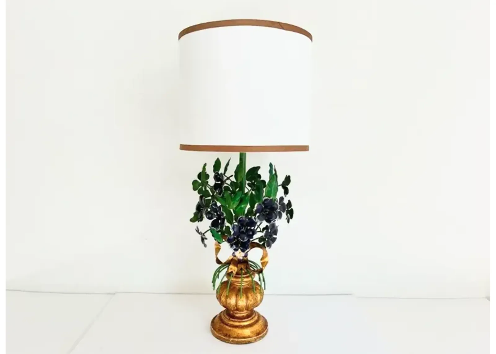 Italian Violets Topiary Lamp w/Shade - Brown