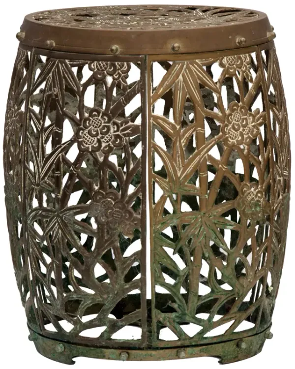 Vintage Asian Brass Stool - Fleur de Lex Antiques - Brown