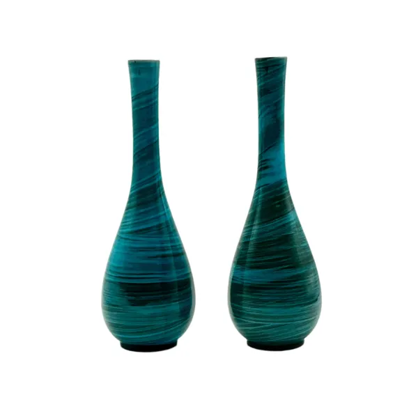 Turquoise Glazed Tear Drop Vases - Set of 2 - Pilar Collection - Green