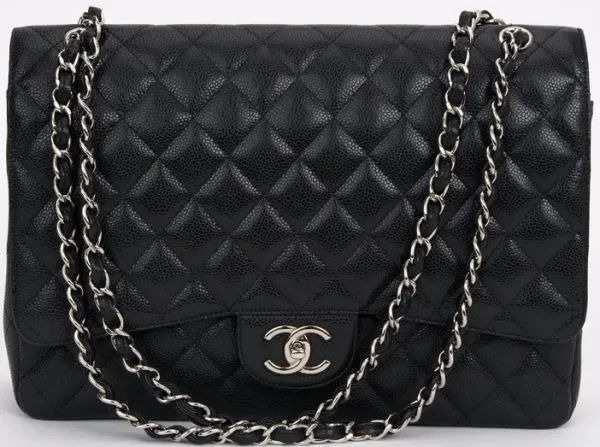 Classic Single Flap Maxi Quilted Caviar - Vintage Lux - Black