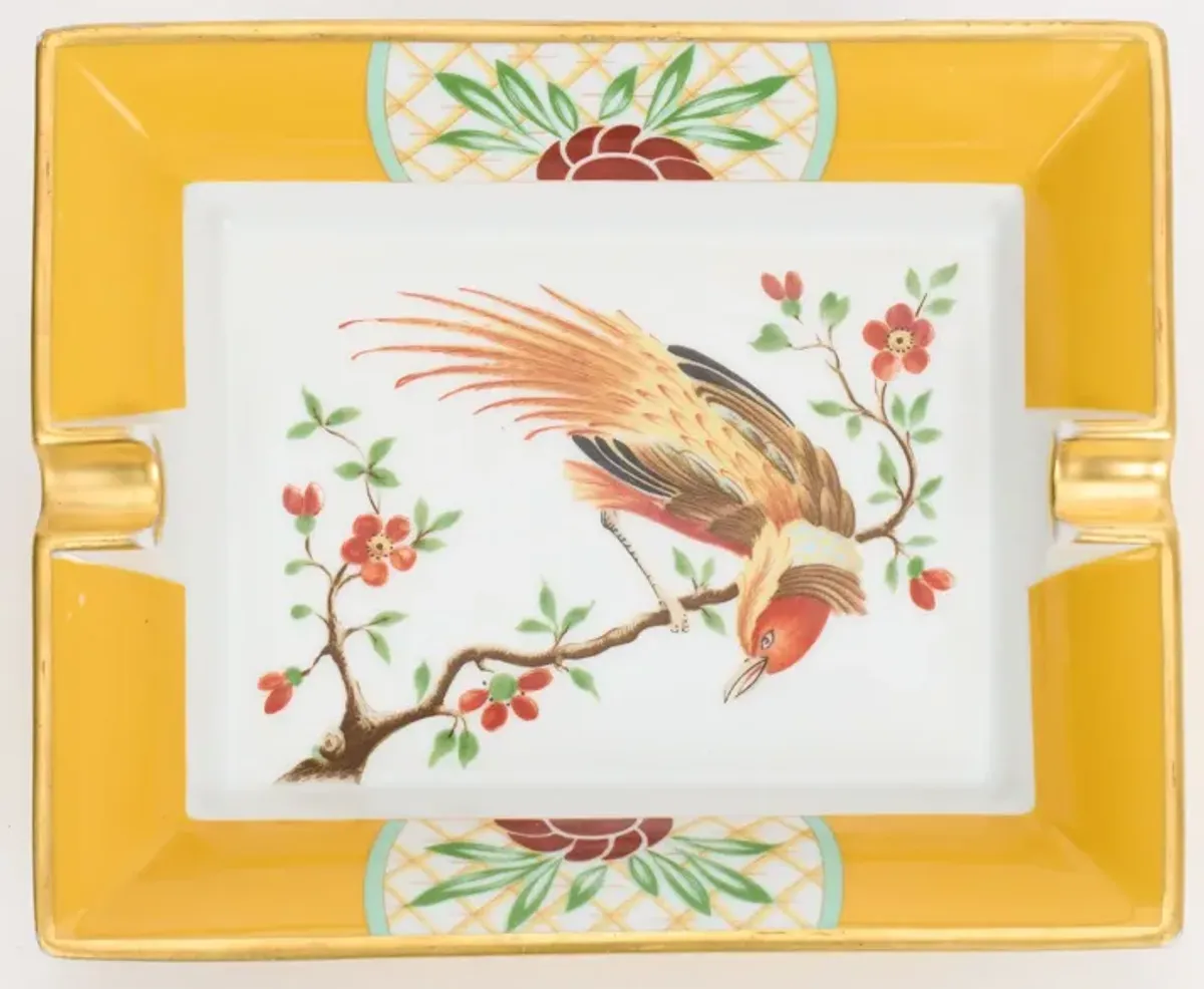 Herm s Bird Porcelain Yellow Ashtray - Vintage Lux