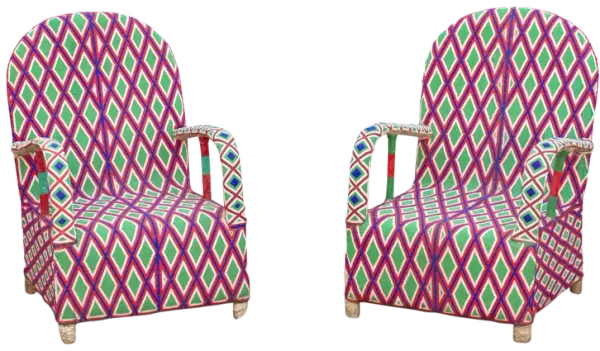 Colorful African Beaded Armchairs - de-cor - Handcrafted - pink