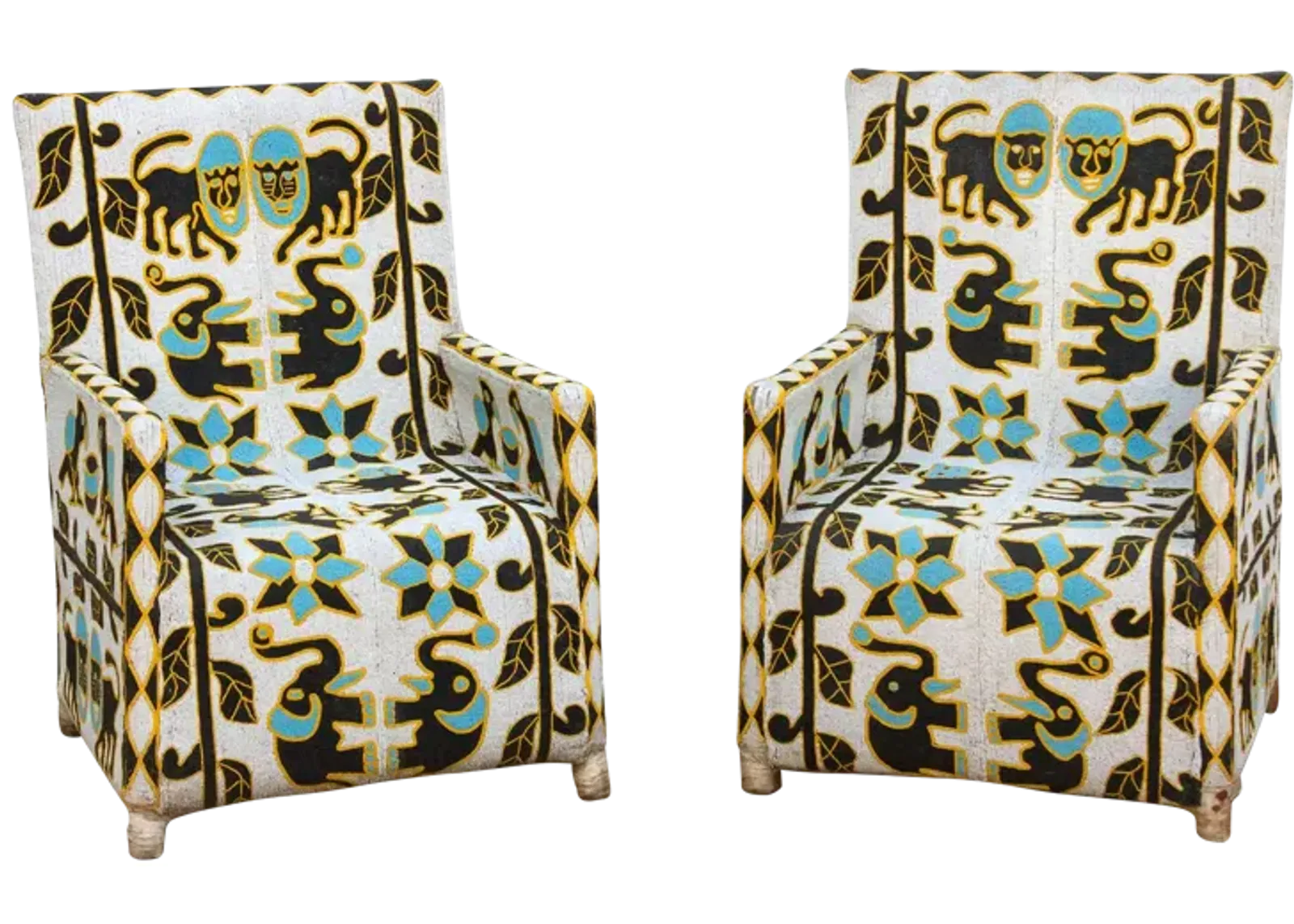 Royal African Yoruba Beaded Armchairs